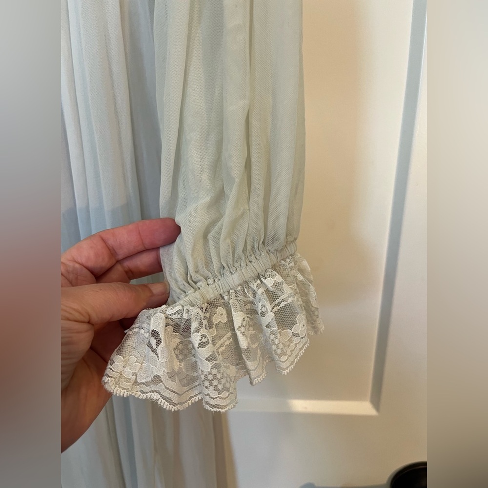 Romantic sheer flowy lace detailing fairycore boho cottagecore maxi dress Sz L - Picture 3 of 12